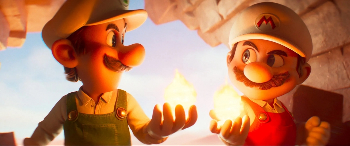 Tạo hình mới của anh em Mario – Luigi khi sử dụng Hoa Lửa để thăng cấp sức mạnh.