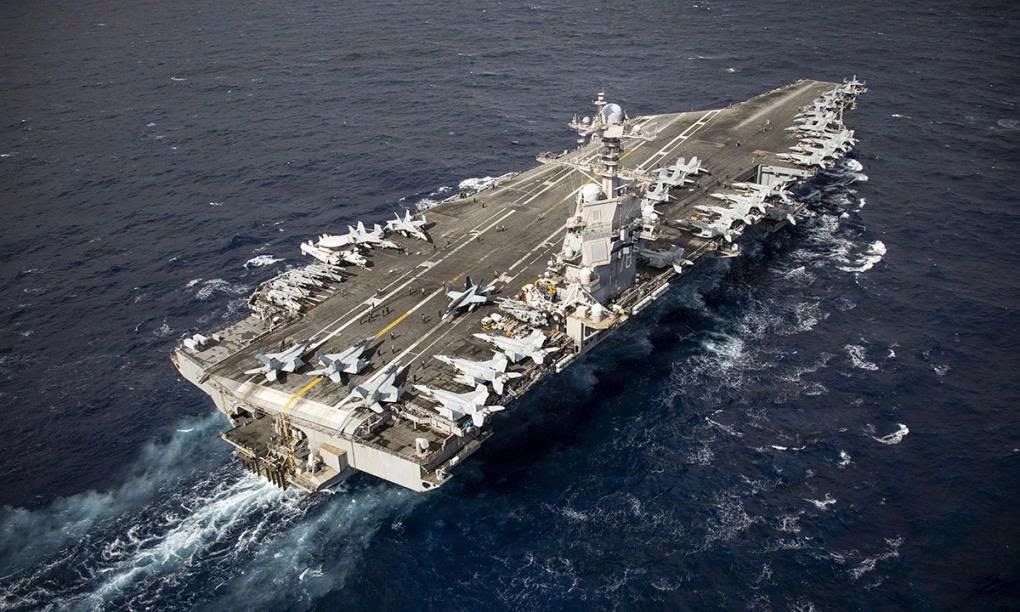 Tàu sân bay USS Gerald R. Ford tại Địa Trung Hải ngày 22/3. Ảnh: US Navy