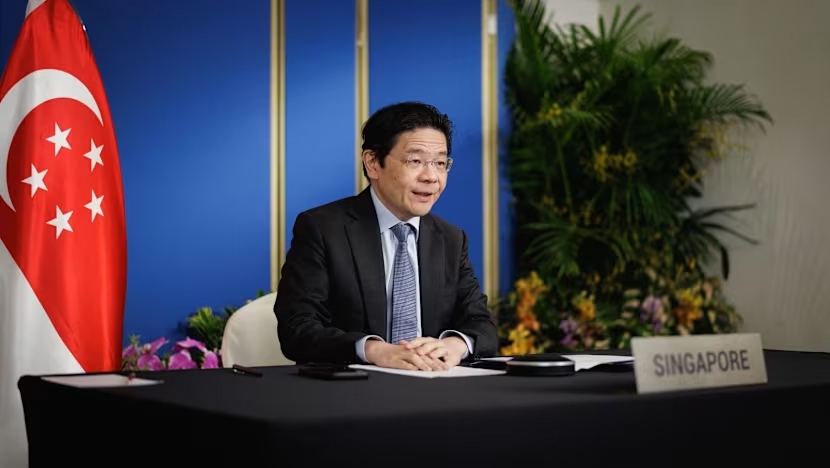 Thủ tướng Singapore Lawrence Wong tham dự Hội nghị theo hình thức trực tuyến và có bài phát biểu ngày 17/4. Nguồn: Bộ Phát triển Kỹ thuật số và Thông tin Singapore