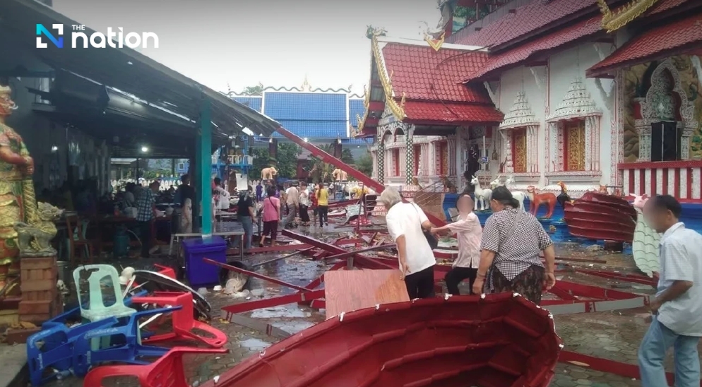 Mưa dông, gió lốc gây thiệt hại tài sản tại tỉnh Chiang Mai (miền Bắc Thái Lan) vào tháng 2/2026. Nguồn: The Nation
