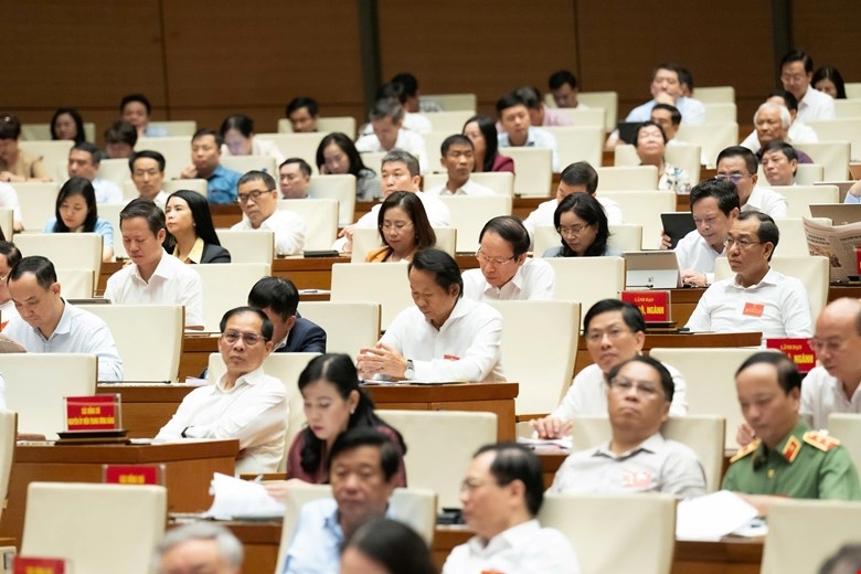 Các đại biểu tham dự hội nghị tại điểm cầu Hội trường Diên Hồng - Nhà Quốc hội (Hà Nội)