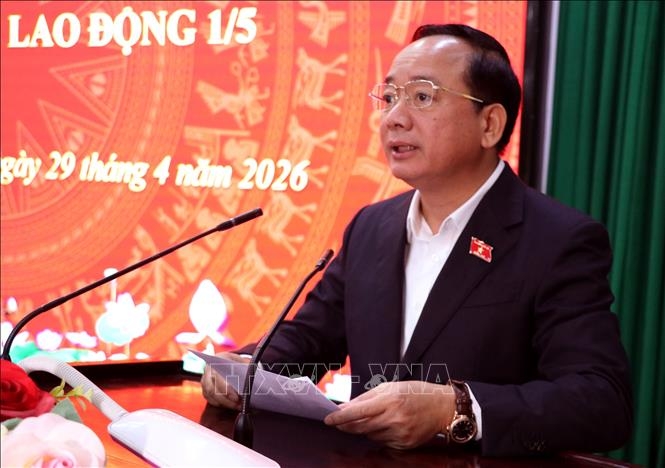 Đồng chí Trịnh Văn Quyết phát biểu tại buổi lễ trao quà. Ảnh: Đức Thọ/TTXVN