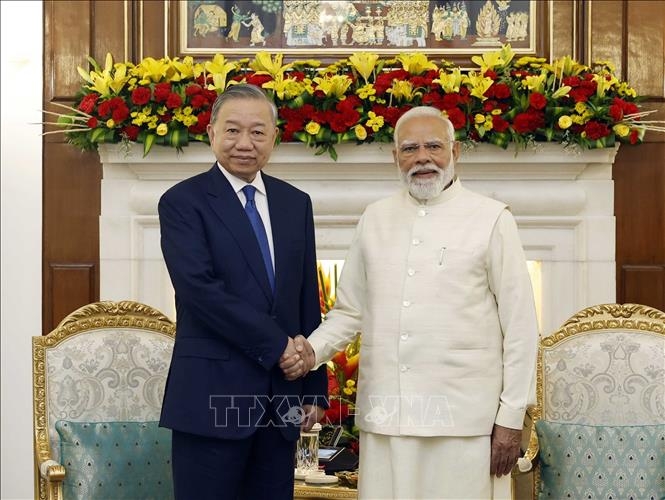 Tổng Bí thư, Chủ tịch nước Tô Lâm và Thủ tướng Ấn Độ Narendra Modi (Ảnh: Thống Nhất/TTXVN)