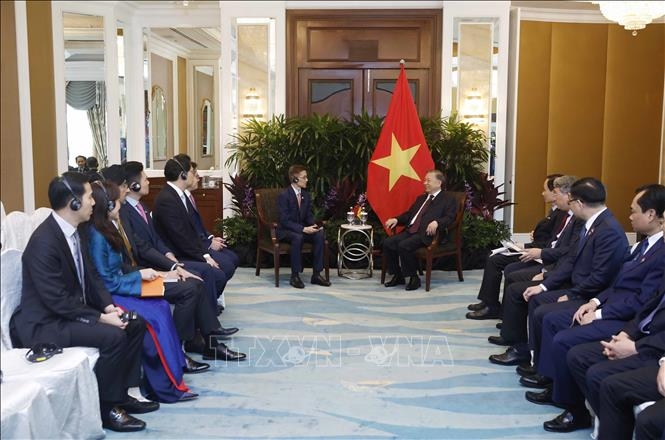 Chiều 30/5, Tổng Bí thư, Chủ tịch nước Tô Lâm tiếp lãnh đạo các tập đoàn, công ty hoạt động trong lĩnh vực công nghệ, tổ chức tài chính, ngân hàng đã có nhiều năm đầu tư kinh doanh tại Việt Nam. Ảnh: TTXVN