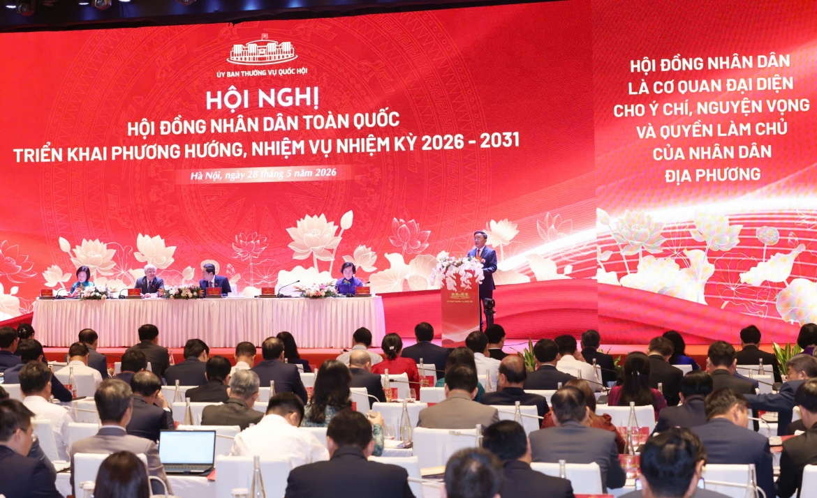 Hội nghị Hội đồng nhân dân toàn quốc triển khai phương hướng, nhiệm vụ nhiệm kỳ 2026-2031 diễn ra tại Hà Nội, sáng 28/5