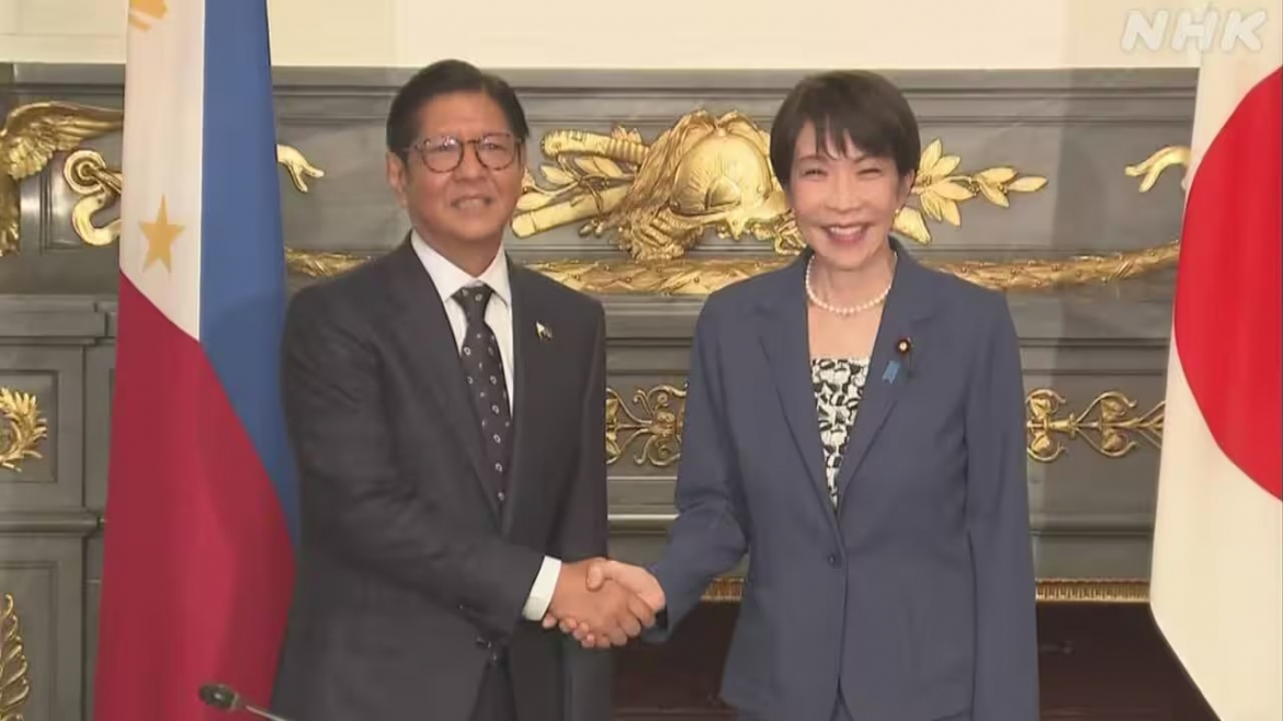Thủ tướng Nhật Bản Takaichi Sanae và Tổng thống Philippines Ferdinand Marcos Jr. hội đàm hôm 28/5 tại Tokyo. Ảnh: NHK