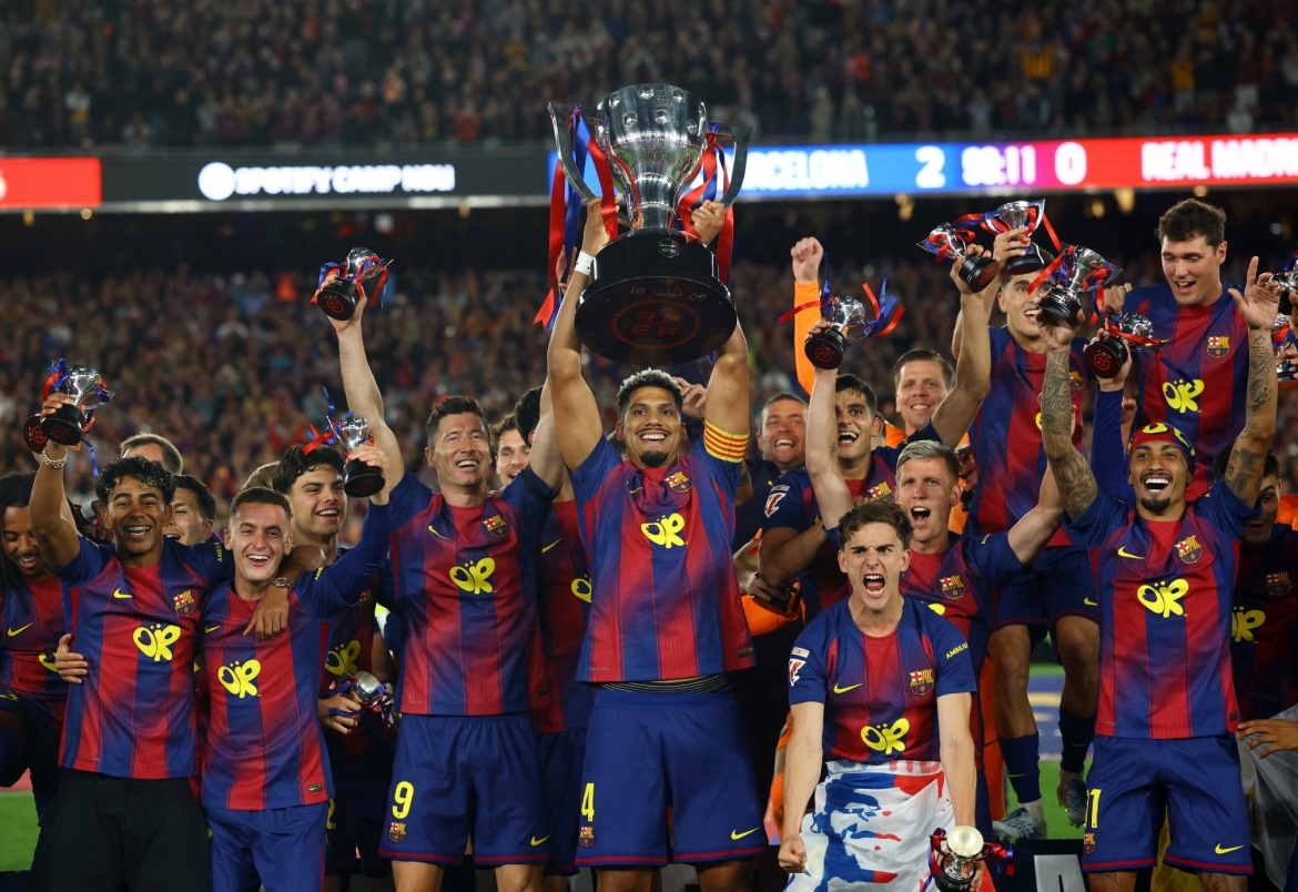 Barca lên ngôi vô địch La Liga 2025/2026. (Ảnh: Reuters)