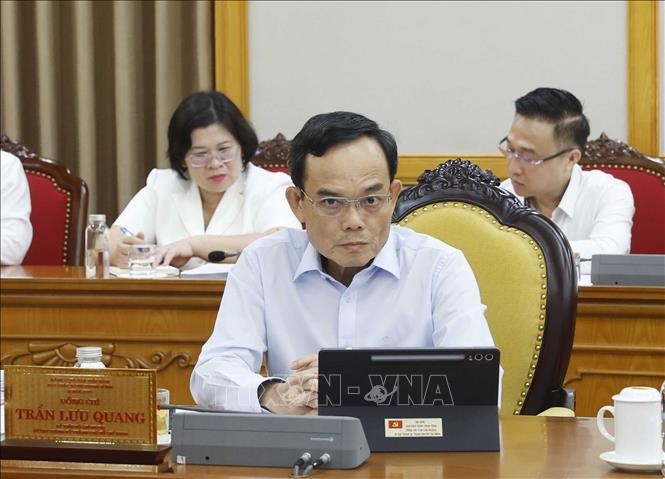 Đồng chí Trần Lưu Quang, Ủy viên Bộ Chính trị, Bí thư Thành ủy TP.HCM tại phiên họp. Ảnh: Thống Nhất/TTXVN