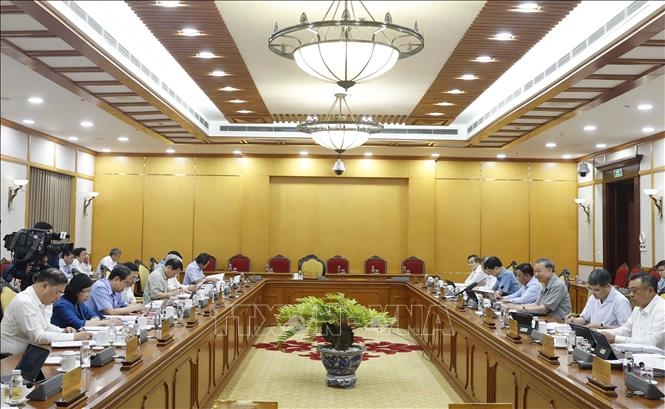 Tổng Bí thư, Chủ tịch nước Tô Lâm chủ trì phiên họp của Bộ Chính trị. Ảnh: Thống Nhất/TTXVN