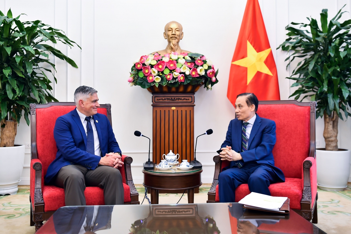 Bộ trưởng Lê Hoài Trung khẳng định Việt Nam sẵn sàng phối hợp chặt chẽ với Quốc hội Hoa Kỳ để thúc đẩy các lĩnh vực hợp tác cùng có lợi. (Ảnh: Bộ Ngoại giao)