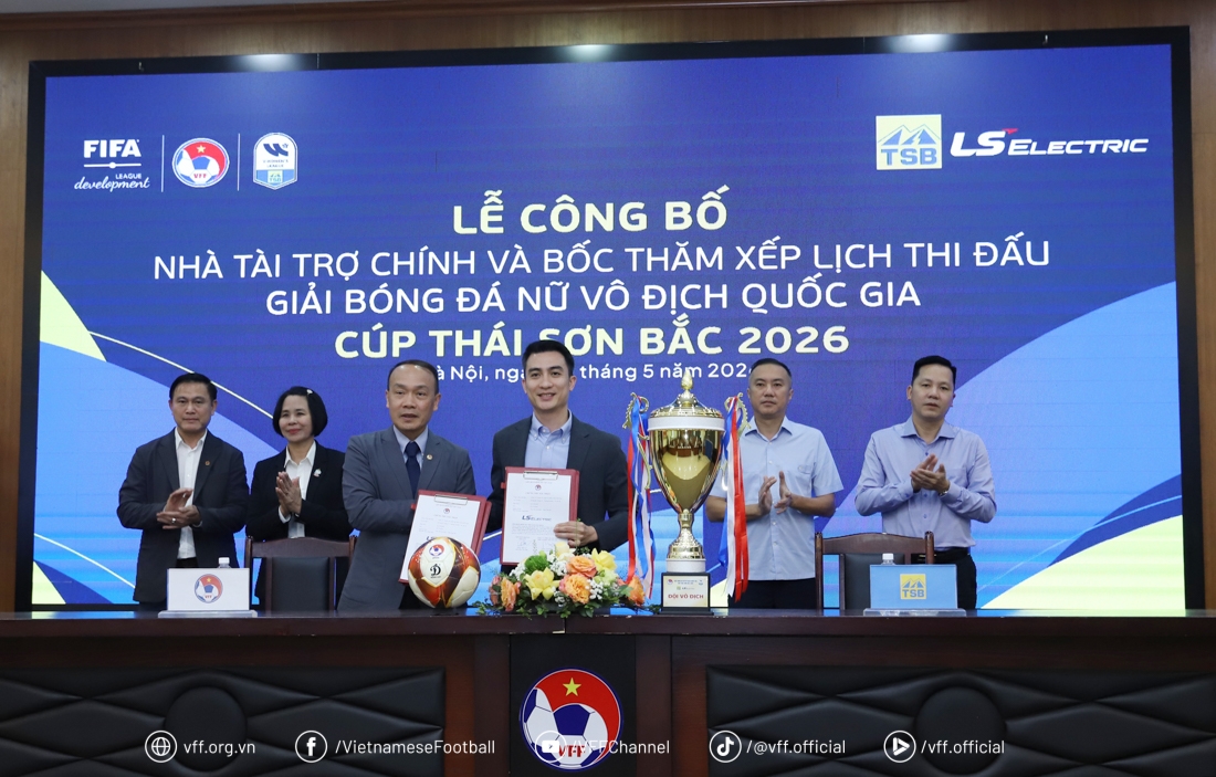 Lễ công bố Nhà tài trợ chính giải bóng đá nữ VĐQG 2026. (Ảnh: VFF)