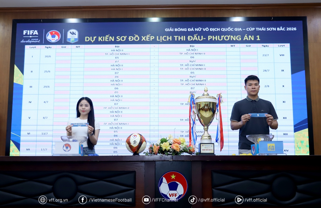 Lễ bốc thăm xếp lịch thi đấu giải bóng đá nữ VĐQG 2026. (Ảnh: VFF)