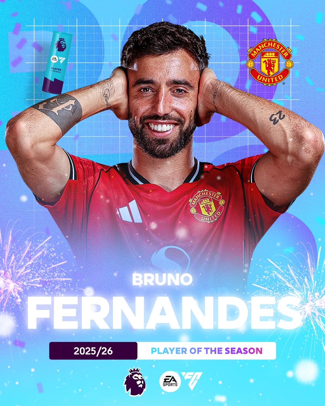 Ngoại hạng Anh thông báo Bruno Fernandes nhận danh hiệu Cầu thủ xuất sắc nhất mùa giải 2025/2026. (Ảnh: EPL)
