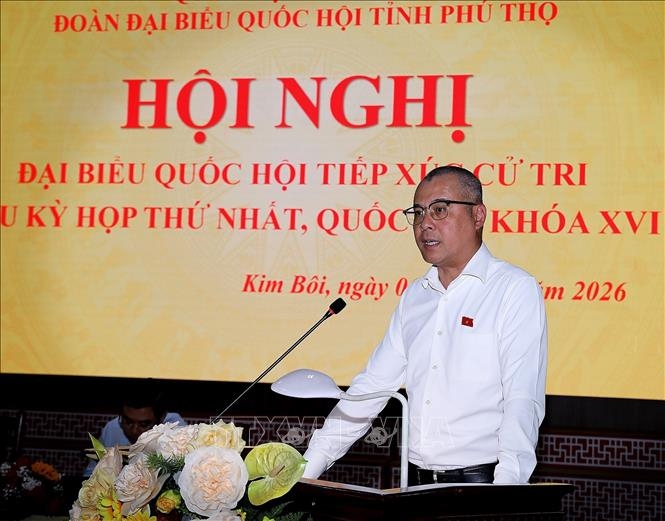Đồng chí Phạm Đại Dương Bí thư Tỉnh ủy Phú Thọ phát biểu tại hội nghị.