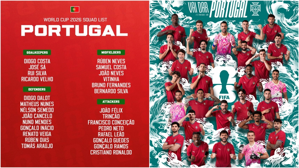 Danh sách tuyển Bồ Đào Nha chuẩn bị cho World Cup 2026.