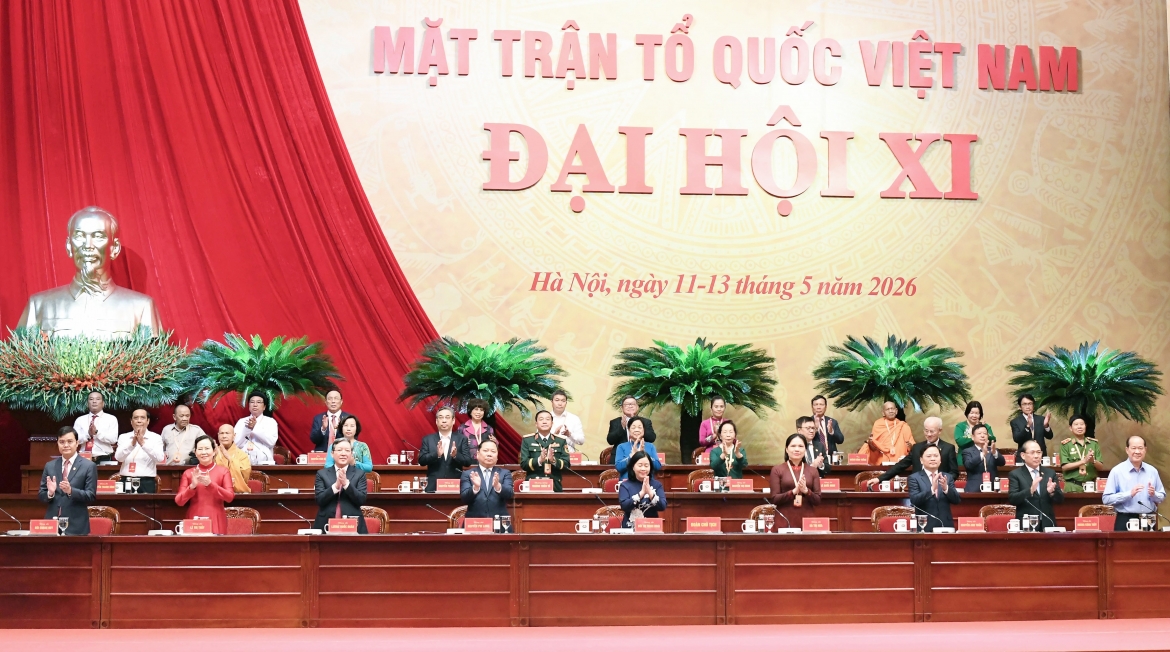 Đoàn Chủ tịch Đại hội đại biểu toàn quốc MTTQ Việt Nam lần thứ XI, nhiệm kỳ 2026-2031. (Ảnh: MTTQ)