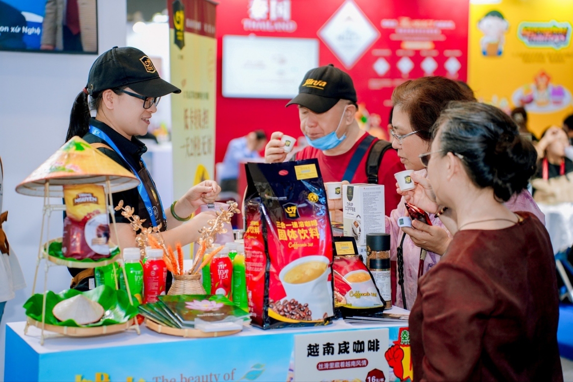 Khu vực trải nghiệm Văn hoá Cà phê Việt Nam. (Ảnh: Tổng Lãnh sự quán Việt Nam tại Quảng Châu)