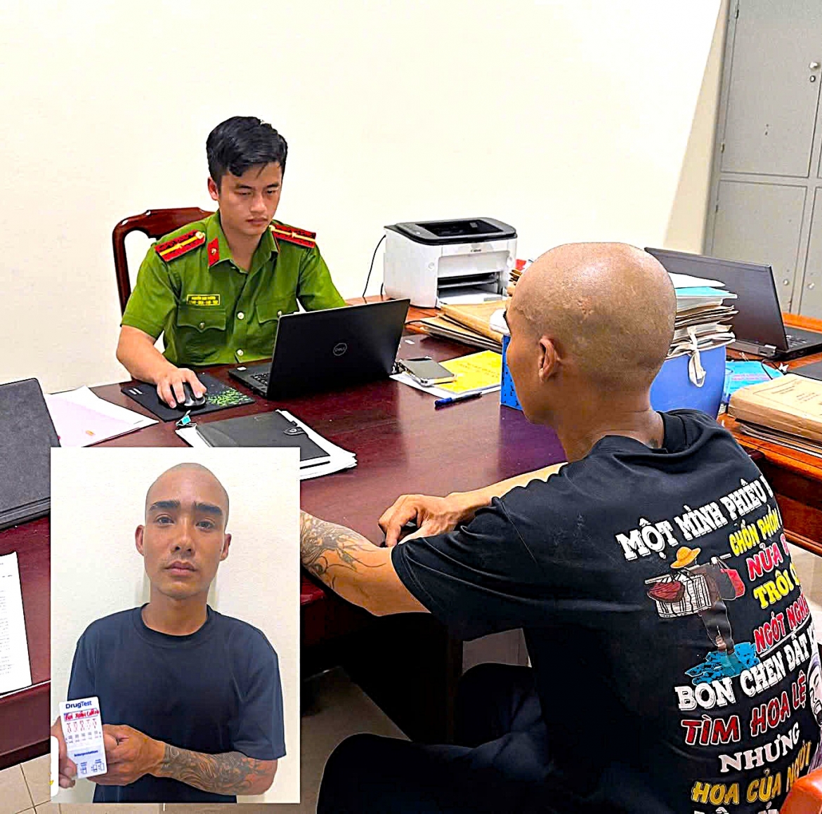 Bùi Xuân Cường tại cơ quan công an.