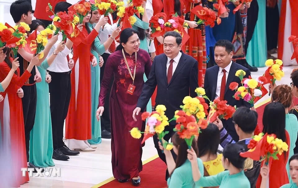 Chủ tịch Quốc hội Trần Thanh Mẫn đến dự khai mạc Đại hội. (Ảnh: Dương Giang/TTXVN)