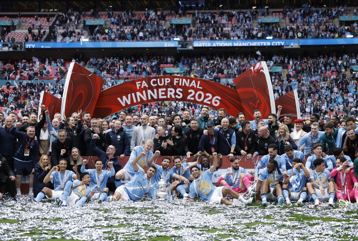 Man City giành danh hiệu thứ 2 ở mùa giải này sau khi vô địch Cúp Liên đoàn Anh và đang cạnh tranh quyết liệt cho chức vô địch Ngoại hạng Anh. (Ảnh: Reuters)