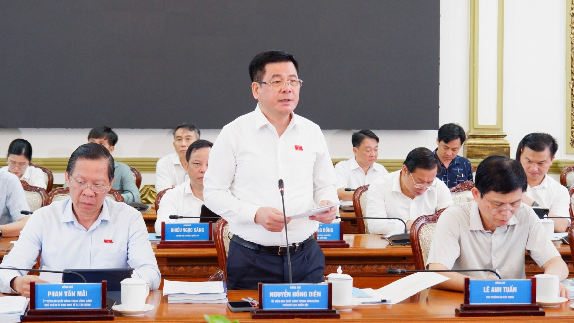 Phó Chủ tịch Quốc hội Nguyễn Hồng Diên phát biểu tại cuộc làm việc (Ảnh: H.L)
