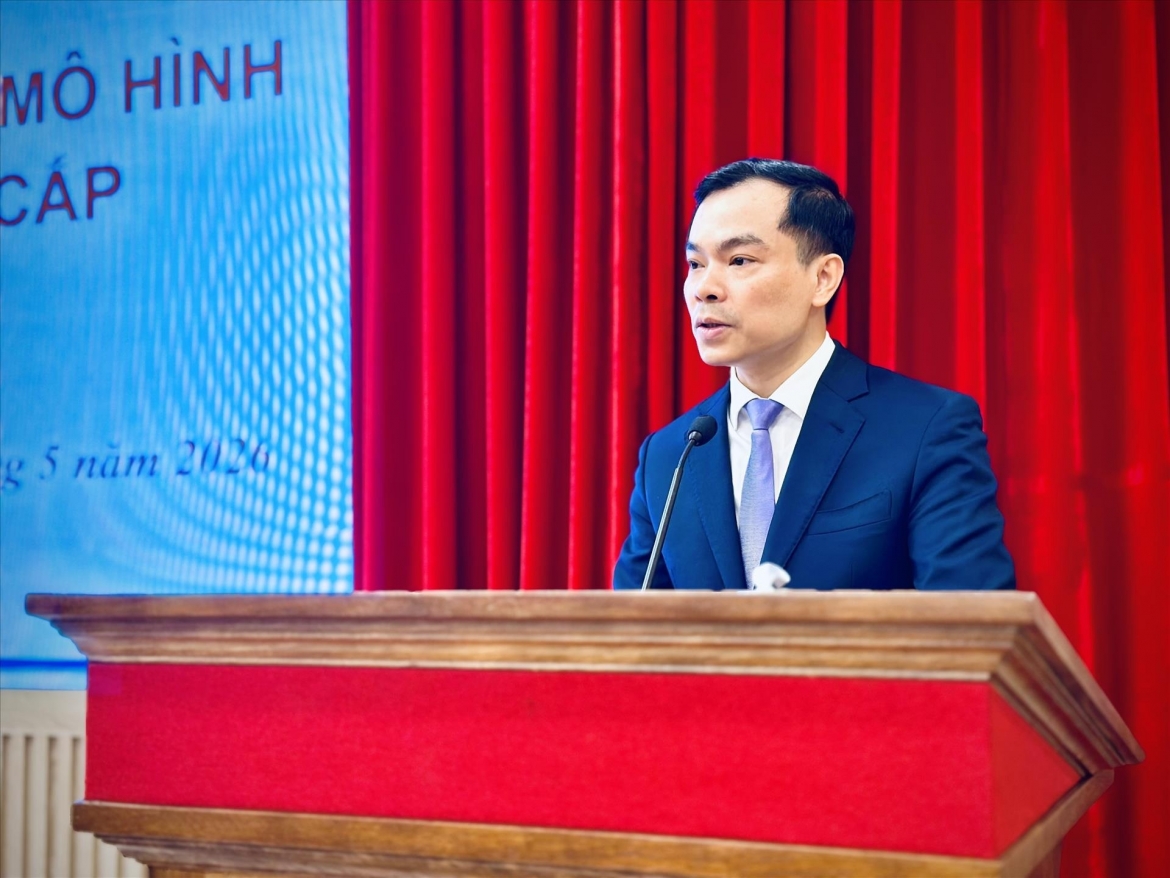 PGS.TS Nguyễn Mạnh Hùng phát biểu tại hội thảo. Ảnh TTXVN.