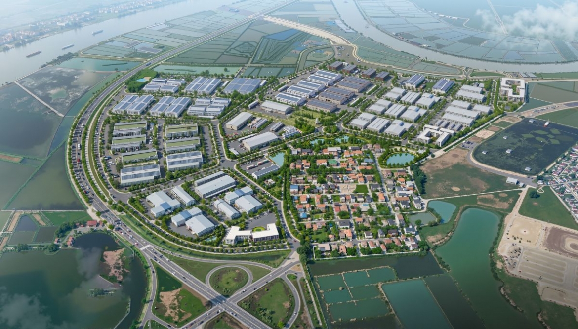Phối cảnh dự án Khu công nghiệp Nam Tràng Cát tại phường Hải An, thành phố Hải Phòng, một trong các khu, cụm công nghiệp được khởi công tại Hải Phòng nhân kỷ niệm 71 năm giải phóng thành phố.