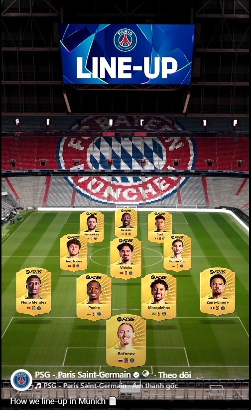 Đội hình xuất phát của PSG. (Ảnh: CLB)