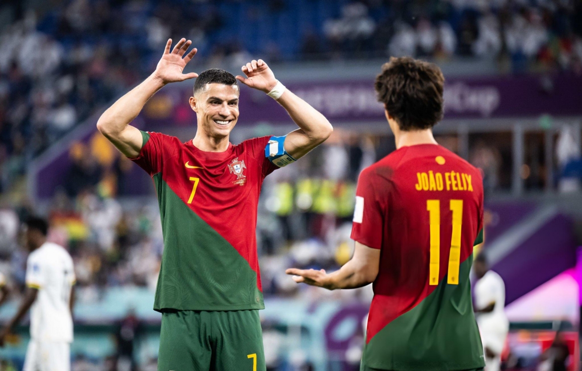 Ronaldo ăn mừng bàn thắng vào lưới Ghana tại vòng bảng World Cup 2022. (Ảnh: Getty)