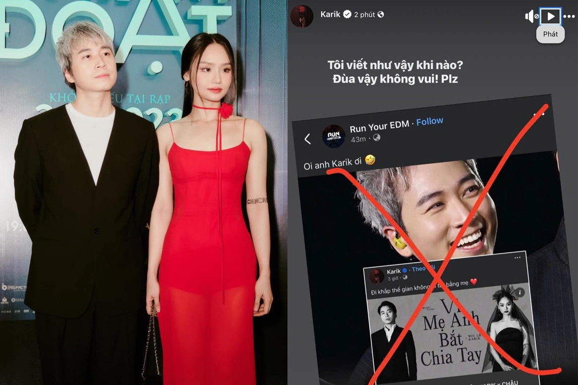 Sao Việt 12-5: Karik lên tiếng phủ nhận mạnh mẽ một bài đăng bị fanpage gán ghép phát ngôn liên quan đến anh và Miu Lê, khẳng định nội dung là sai sự thật. “Tôi viết như vậy khi nào? Đùa vậy không vui”, anh viết.