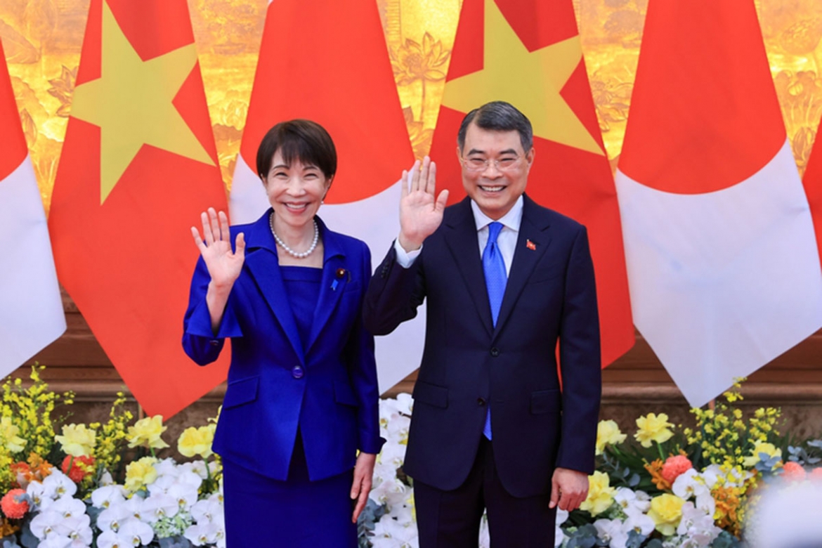 Thủ tướng Lê Minh Hưng và Thủ tướng Nhật Bản Takaichi Sanae. Ảnh: VGP/Nhật Bắc