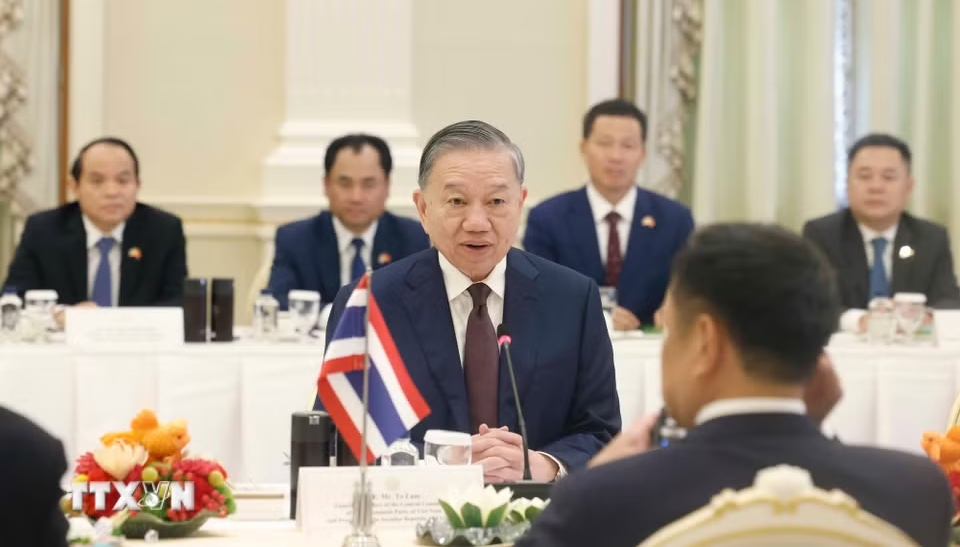 Tổng Bí thư, Chủ tịch nước Tô Lâm hội phát biểu tại cuộc hội đàm (Ảnh: TTXVN)