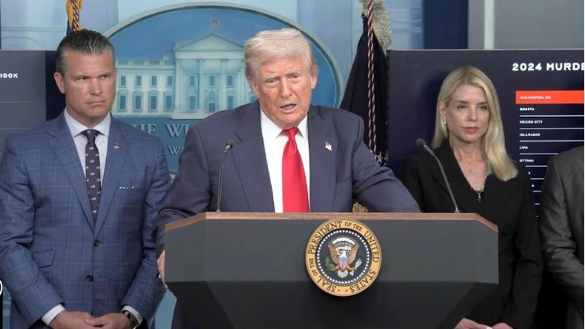 Tổng thống Mỹ Donald Trump phát biểu tại Nhà Trắng - Ảnh: Xinhua