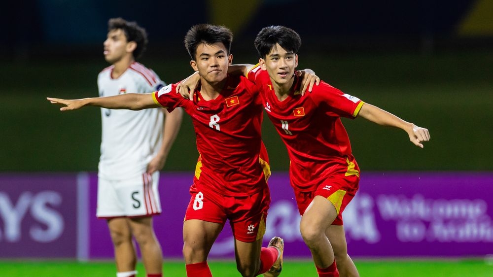 U17 Việt Nam vào tứ kết U17 châu Á và giành vé dự U17 World Cup sau khi thắng U17 UAE 3-2. (Ảnh: AFC)