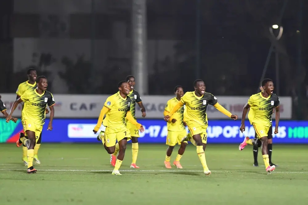Các cầu thủ Uganda ăn mừng chiến thắng. (Ảnh: CAF). 