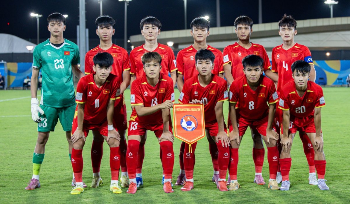 Đội hình ra sân của U17 Việt Nam vẫn giống như khi thắng U17 Australia 2-1 ở bán kết U17 Đông Nam Á 2026. (Ảnh: AFC)