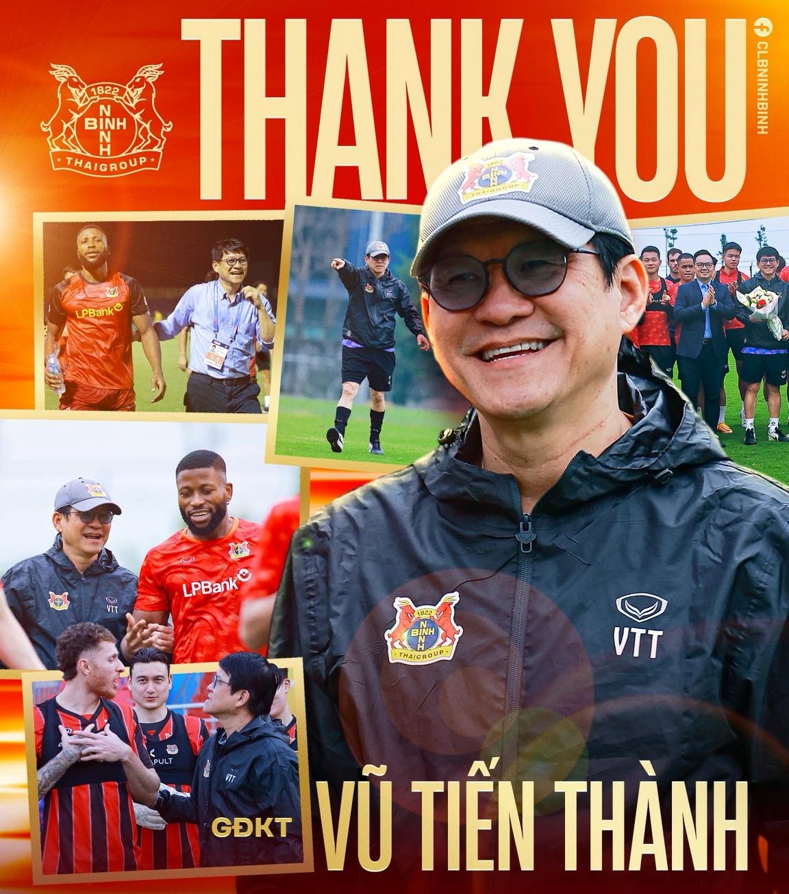 Ninh Bình FC chia tay GĐKT Vũ Tiến Thành. (Ảnh: Ninh Bình FC)