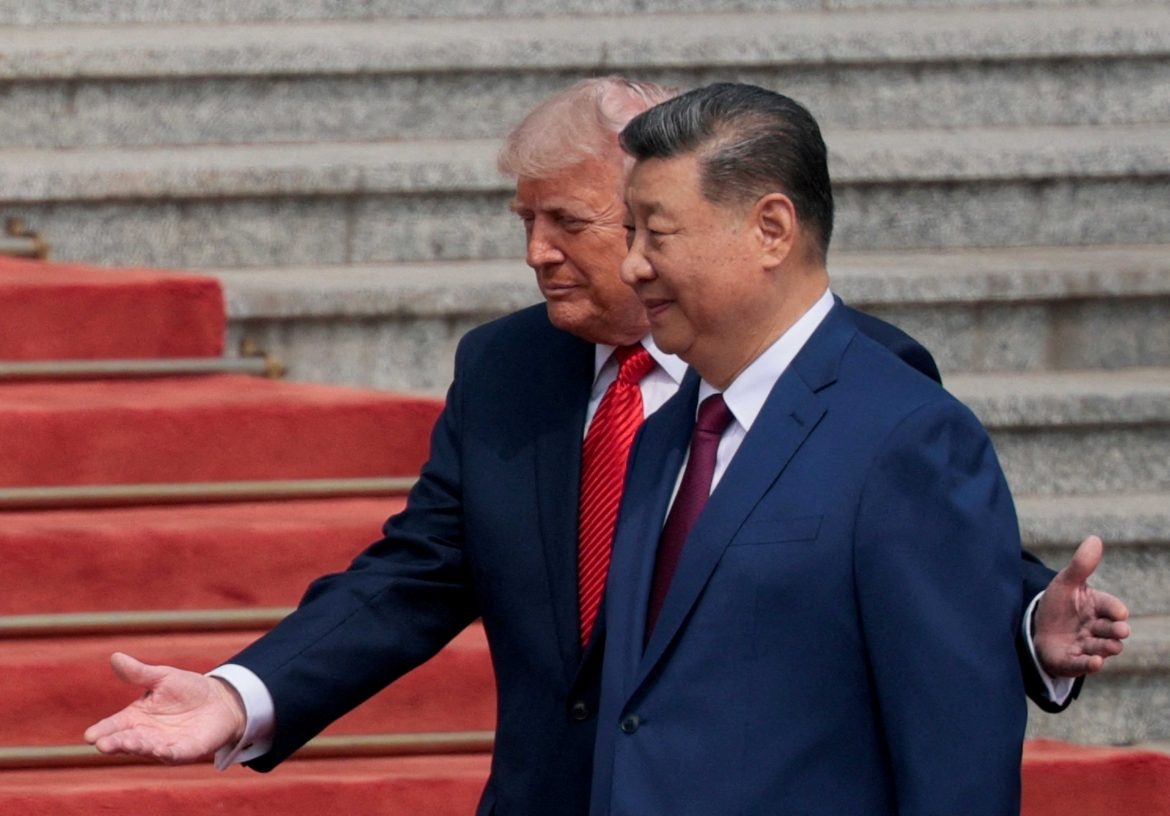 Chủ tịch Trung Quốc Tập Cận Bình tại lễ đón Tổng thống Mỹ Donald Trump ở Bắc Kinh (Ảnh: Reuters)