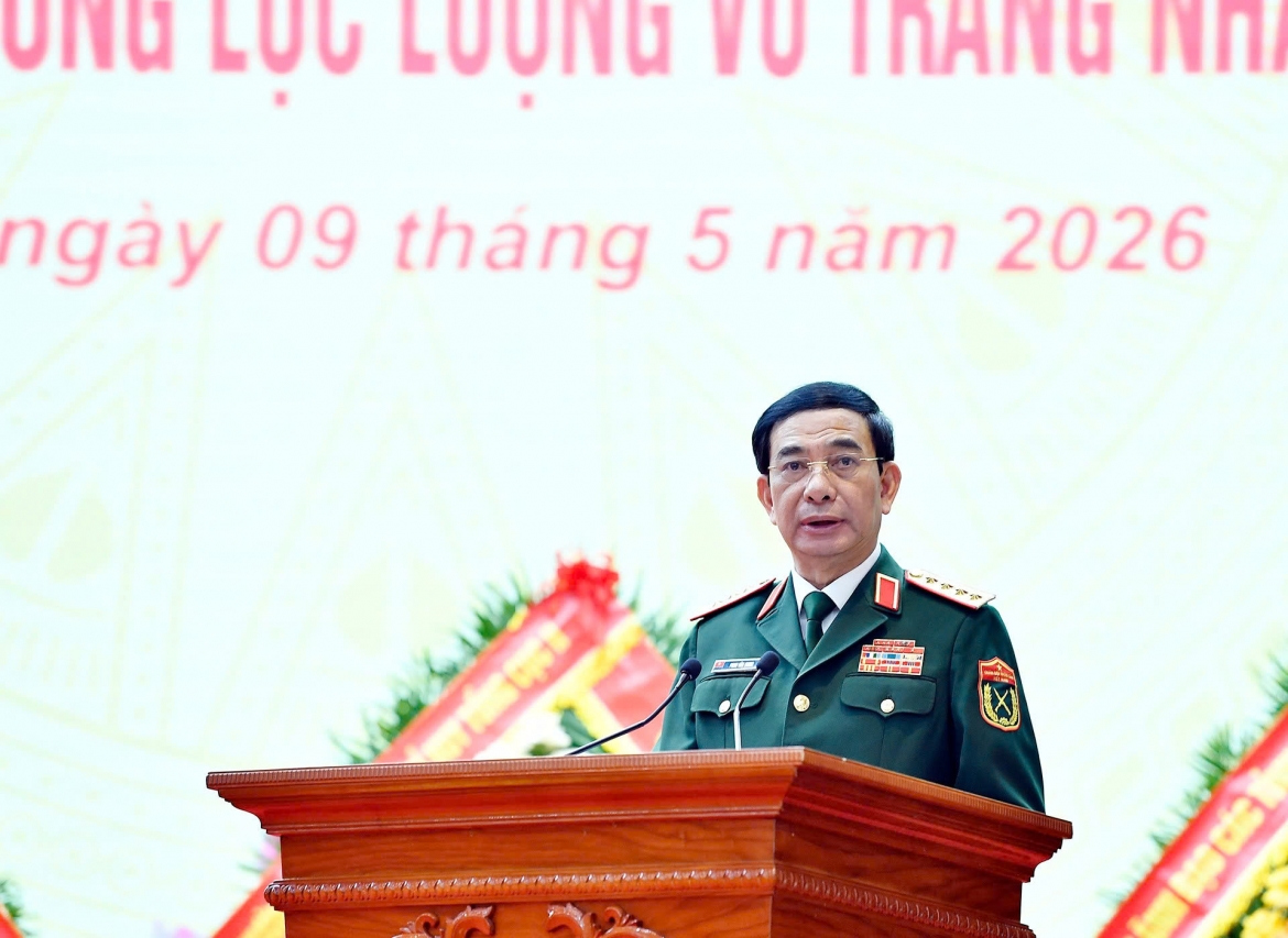 Đại tướng Phan Văn Giang, Ủy viên Bộ Chính trị, Phó Thủ tướng Chính phủ, Bộ trưởng Bộ Quốc phòng phát biểu chỉ đạo tại buổi lễ - Ảnh: VGP/Nguyễn Hoàng
