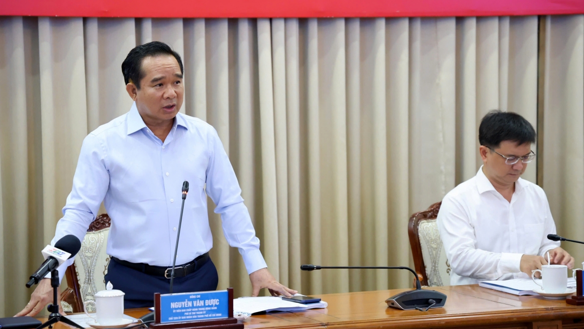 Chủ tịch UBND TP.HCM Nguyễn Văn Được phát biểu mở đầu - Ảnh: L.T