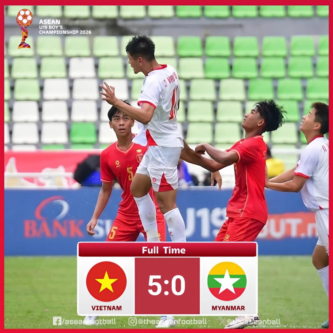 U19 Việt Nam thắng đậm U19 Myanmar. (Ảnh: ASEAN Football)