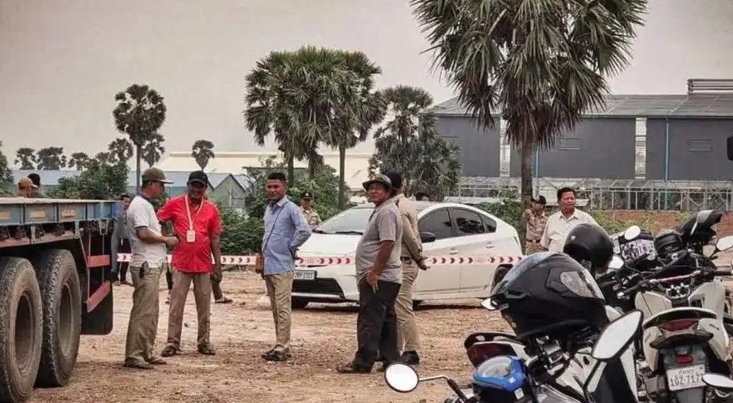 Hiện trường phát hiện thi thể doanh nhân bất động sản Trung Quốc ở Phnom Penh, Campuchia ngày 30/5. Ảnh của CC Times đăng trên truyền thông Trung Quốc