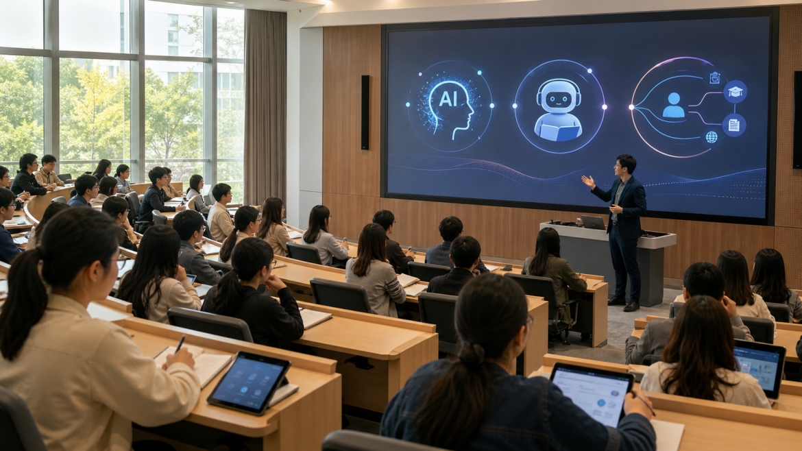 AI đặt ra các thách thức lớn đối với giáo dục đại học. Ảnh tạo bằng AI