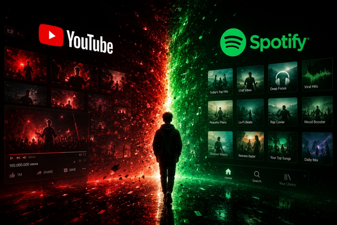 Cuộc cạnh tranh giữa YouTube và Spotify phản ánh sự thay đổi trong cách công chúng tiếp cận và thưởng thức âm nhạc thời đại số.
