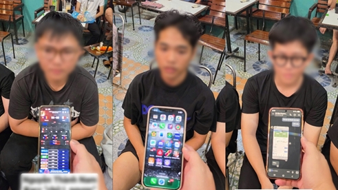 Các đối tượng cùng điện thoại di động có truy cập trang cá cược bóng đá. (Ảnh: Công an thành phố Cần Thơ)