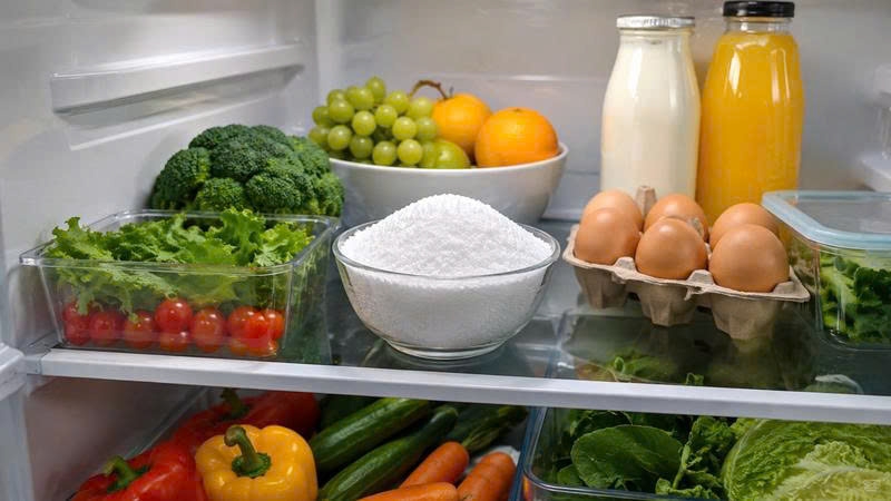 Muối có khả năng hút ẩm nên khi đặt một bát muối khô trong tủ lạnh, nó có thể giúp giảm bớt hơi ẩm và hỗ trợ hạn chế các mùi khó chịu nhẹ