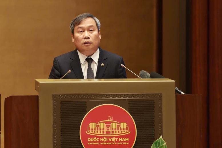 Ủy viên Trung ương Đảng, Phó Bí thư thành ủy, Chủ tịch UBND thành phố Hà Nội Vũ Đại Thắng tham luận tại hội trường. (Ảnh: VGP/Nhật Bắc)
