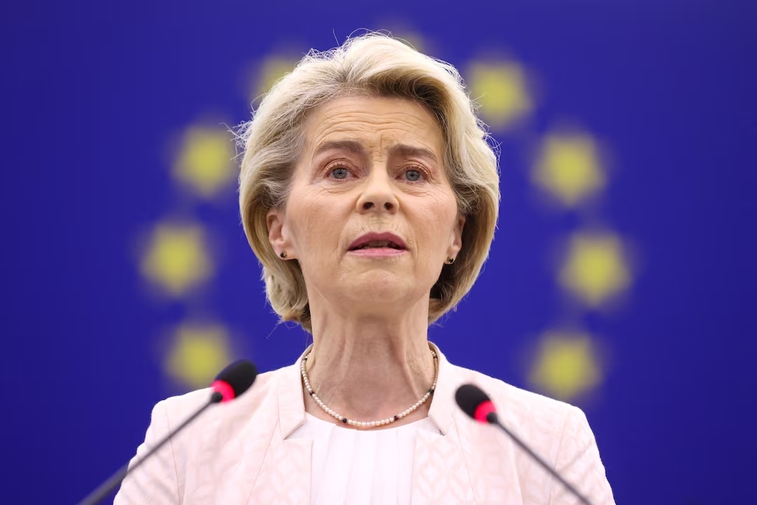 Chủ tịch Ủy ban châu Âu Ursula von der Leyen nhấn mạnh gói biện pháp trừng phạt mới nhằm siết chặt các nguồn tài trợ cho chiến dịch quân sự “đặc biệt” của Nga. (Ảnh: Reuters)