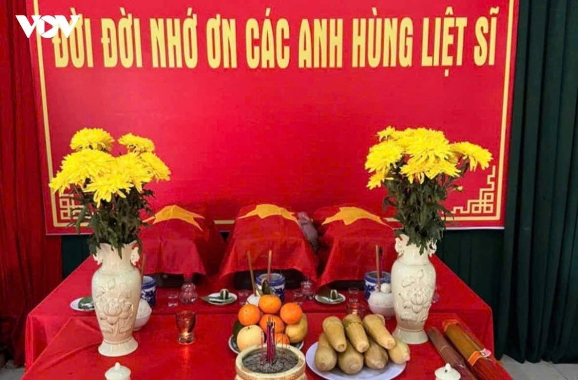 Hài cốt các liệt sĩ đang được quàn tại Đội quy tập 584, Phòng Chính trị, Bộ CHQS tỉnh Quảng Trị