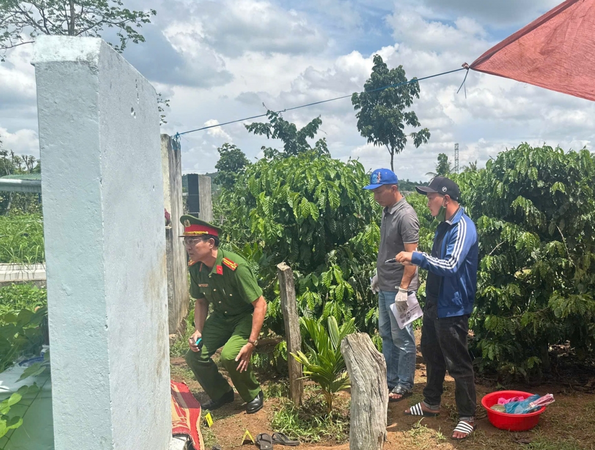Hiện trường vụ án. Ảnh: Công an Đắk Lắk